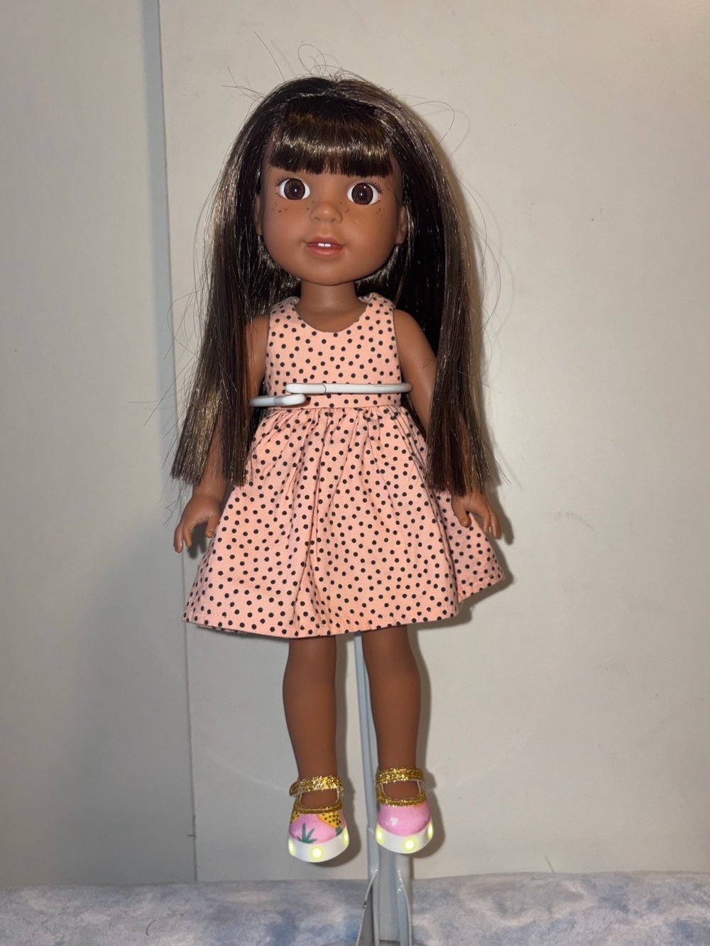American Girl Wellie Wishers Ashlyn Doll 14.5" Brown Hair Freckles